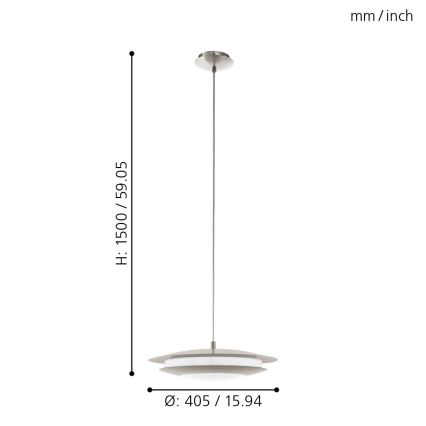 Eglo 98043 - LED RGBW Prigušivi luster na sajli MONEVA-C LED/18W/230V