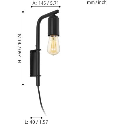 Eglo 98064 - Zidna svjetiljka ADRI 1xE27/60W/230V