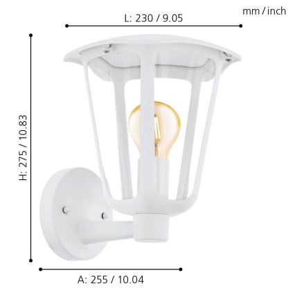 Eglo - Vanjska zidna svjetiljka 1xE27/60W/230V IP4bijela