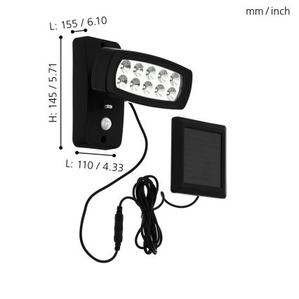 Eglo - LED Solarna zidna svjetiljka sa senzorom LED/1,2V IP44