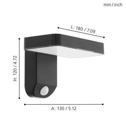 Eglo - LED Solarna zidna svjetiljka sa senzorom LED/4,5W/3,7V 2200 mAh IP44
