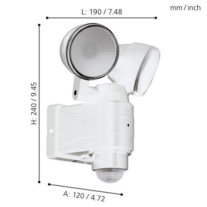 Eglo - LED Vanjska svjetiljka sa senzorom 2xLED/4W/4xLR14 IP44