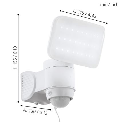Eglo - LED Solarna zidna svjetiljka sa senzorom LED/3,7V 1800 mAh IP44