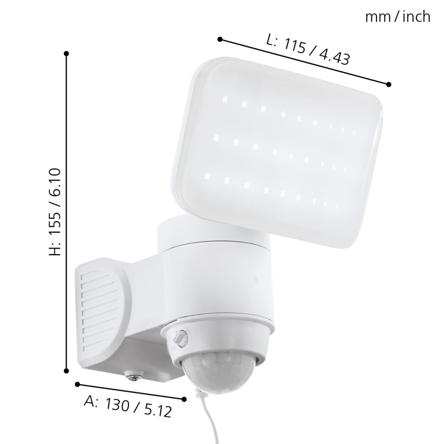 Eglo - LED Solarno Zidno Svjetlo s Senzorom LED/3,7V 1800 mAh IP44