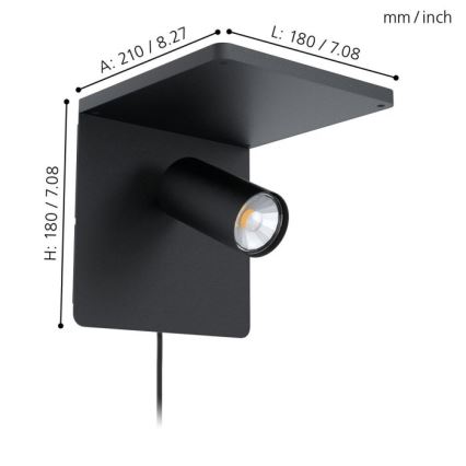 Eglo - LED zidno svjetlo s bežičnim punjenjem 1xGU10/5W/230V