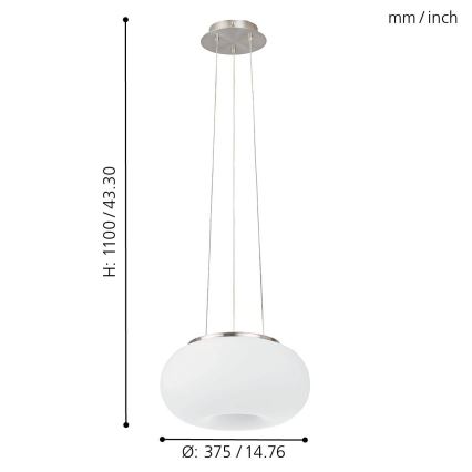 Eglo - LED RGB Dimmabilni luster na užetu OPTICA-C LED/21W/230V promjer 37,5 cm