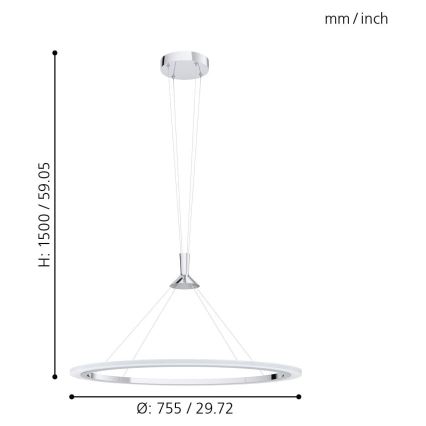 Eglo - LED RGB Prigušivi luster na sajli HORNITOS-C LED/37W/230V + DU