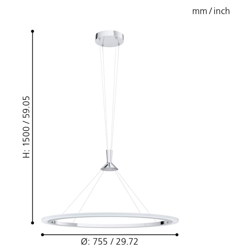 Eglo - LED RGB Prigušivi luster na sajli HORNITOS-C LED/37W/230V + daljinski upravljač
