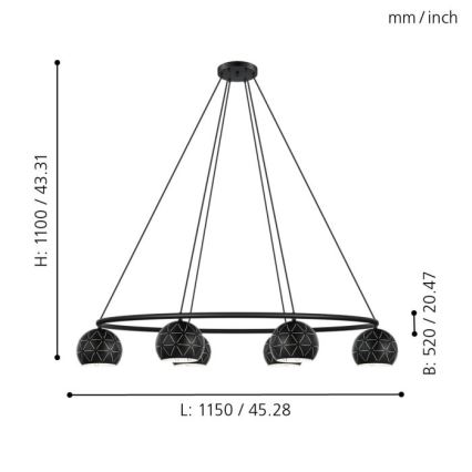 Eglo - Luster na sajli 6xE14/40W/230V