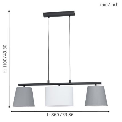 Eglo - LED luster na sajli 3xE14/25W/230V