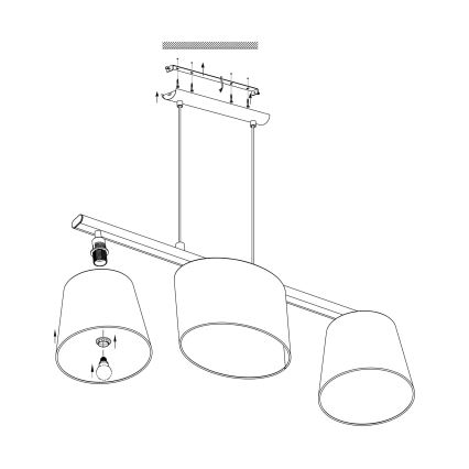 Eglo - LED luster na sajli 3xE14/25W/230V