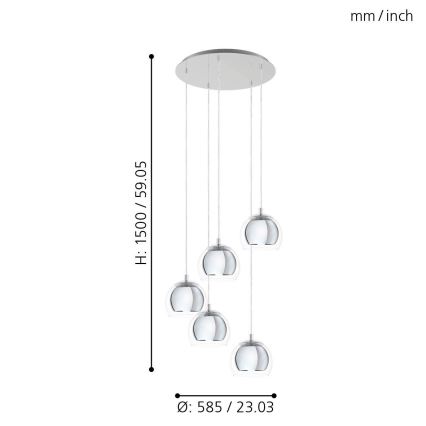 Eglo - Luster na sajli 5xE27/28W/230V