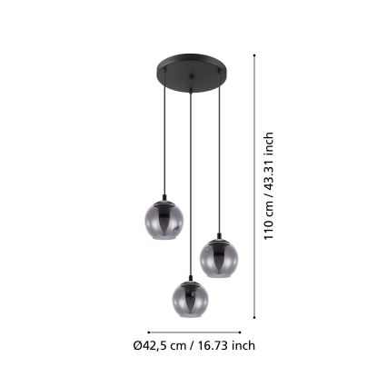 Eglo 98653 - Luster na sajli ARISCANI 3xE27/40W/230V