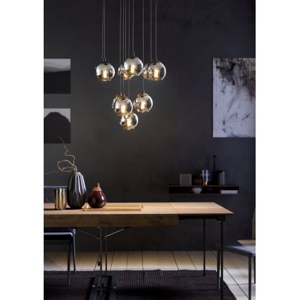 Eglo - Luster na sajli 10xE27/40W/230V crna/sjajni krom