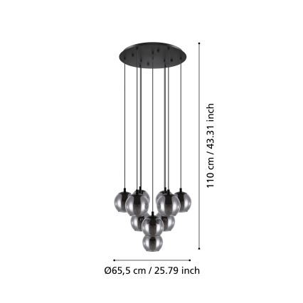Eglo - Luster na sajli 10xE27/40W/230V crna/sjajni krom