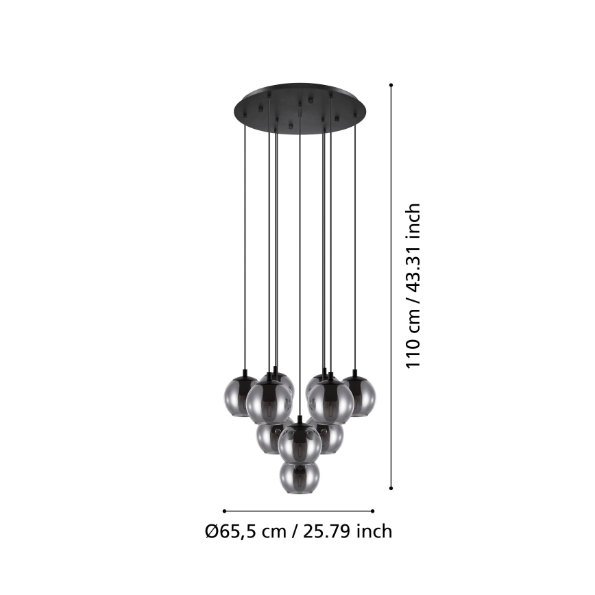 Eglo - Luster na sajli 10xE27/40W/230V crna/sjajni krom