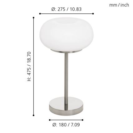 Eglo - LED RGB stolna lampa s prigušivanjem svjetla OPTICA-C LED/16W/230V promjer 27,5 cm