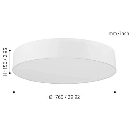 Eglo - LED RGB Prigušiva stropna svjetiljka ROMAO-C LED/42W/230V + daljinski upravljač