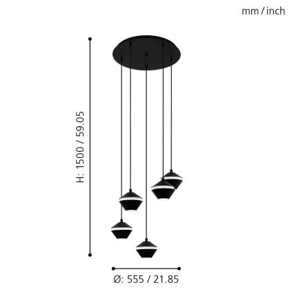 Eglo - LED luster na sajli 5xGU10/5W/230V