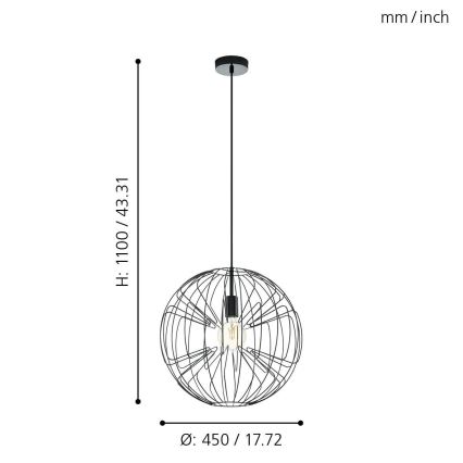 Eglo - Luster na sajli 1xE27/60W/230V