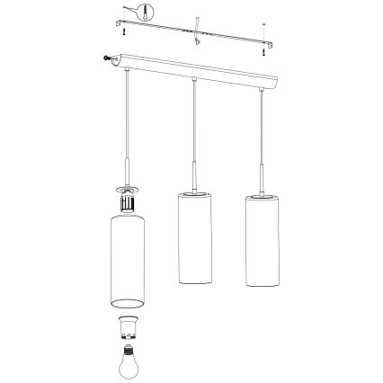 Eglo - Luster na sajli 3xE27/15W/230V