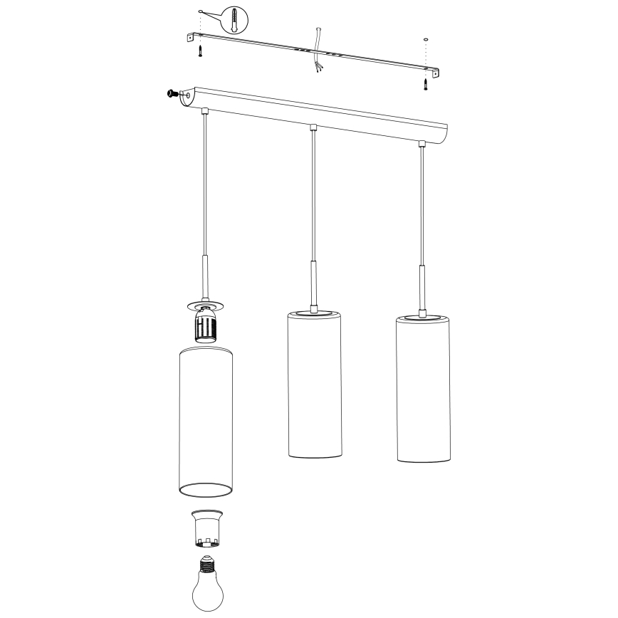 Eglo - Luster na sajli 3xE27/15W/230V