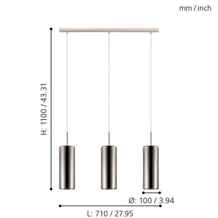 Eglo - Luster na sajli 3xE27/15W/230V