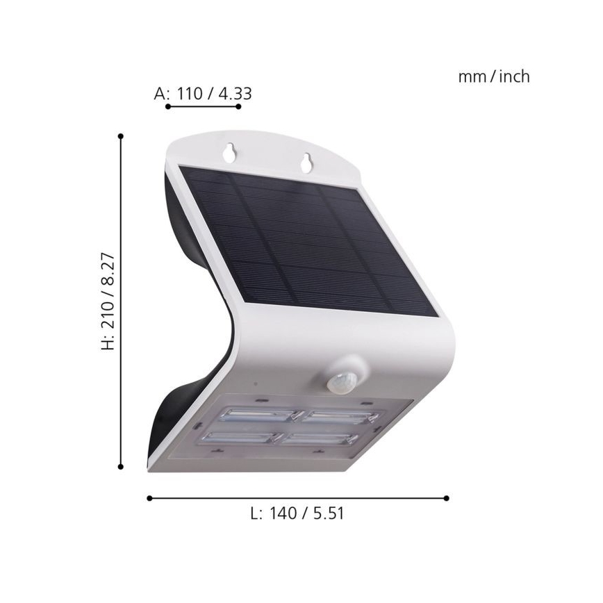 Eglo - Solarna svjetiljka sa senzorom LED/3,2W/3,7V 2000 mAh IP54