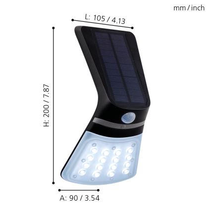Eglo - LED solarna svjetiljka sa senzorom LED/2W/3,7V 1200 mAh IP44