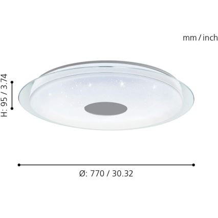 Eglo - LED RGB Prigušiva stropna svjetiljka LANCIANO-C LED/53W/230V + DU