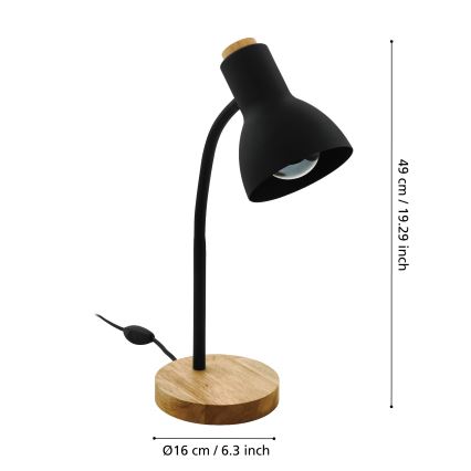 Eglo - Stolna lampa 1xE27/40W/230V crna