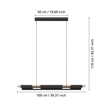 Eglo -  LED luster s mogućnošću prigušivanja na kabelu LED/27W/230V