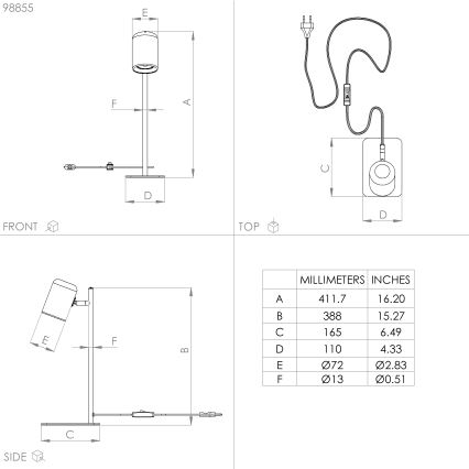 Eglo - LED Stolna lampa 1xGU10/4,5W/230V crna