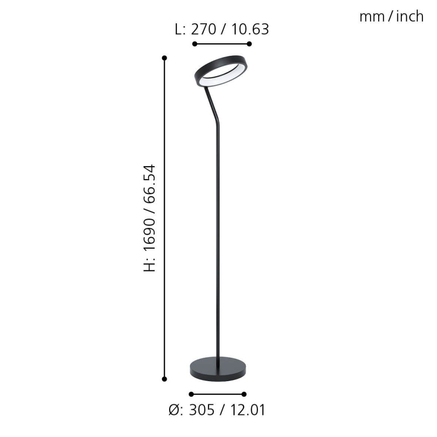 Eglo - LED RGB Prigušiva podna lampa MARGHERA-C LED/16W/230V