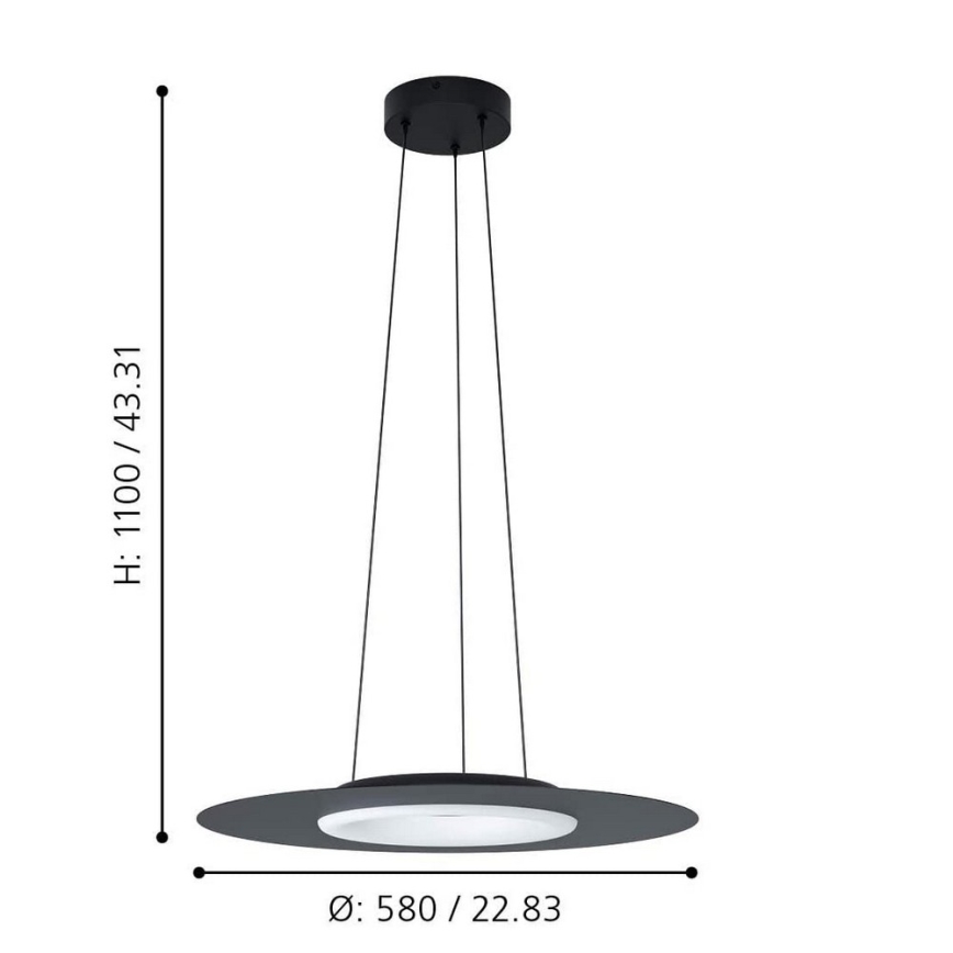 Eglo - LED RGB Prigušivi luster na sajli COMPO ROSSO-C LED/16W/230V