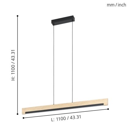 Eglo - LED Prigušivi luster na sajli LED/25,5W/230V