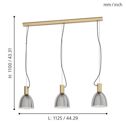 Eglo - Luster na sajli 3xE27/40W/230V