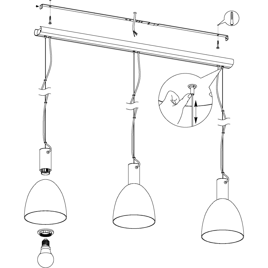 Eglo - Luster na sajli 3xE27/40W/230V