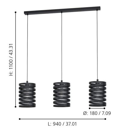 Eglo - Luster na sajli 3xE27/40W/230V