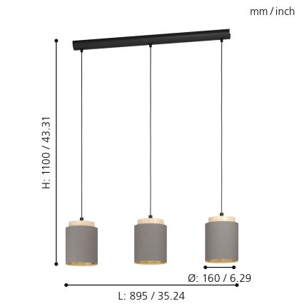 Eglo - Luster na sajli 3xE27/40W/230V