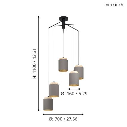 Eglo 99447 - Viseći luster na sajli ALBARIZA 5xE27/40W/230V pauk