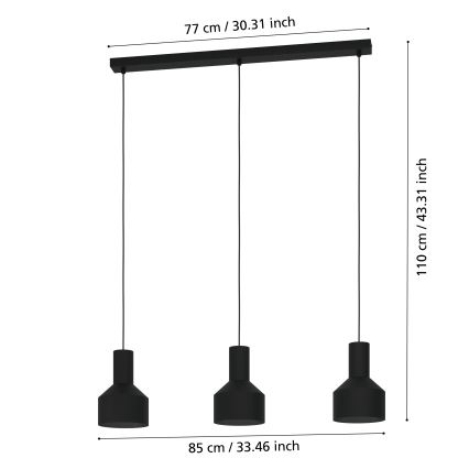 Eglo - Luster na sajli 3xE27/40W/230V