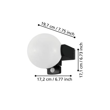 Eglo 99573 - Vanjsko zidno svjetlo s senzorom RUBIO 1xE27/15W/230V IP44