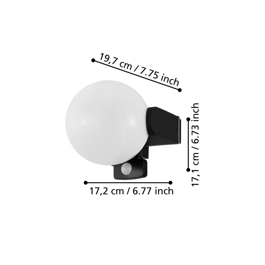 Eglo 99573 - Vanjsko zidno svjetlo s senzorom RUBIO 1xE27/15W/230V IP44
