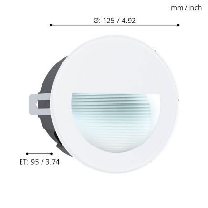 Eglo - LED Vanjska ugradbena svjetiljka LED/2,5W/230V IP65 bijela