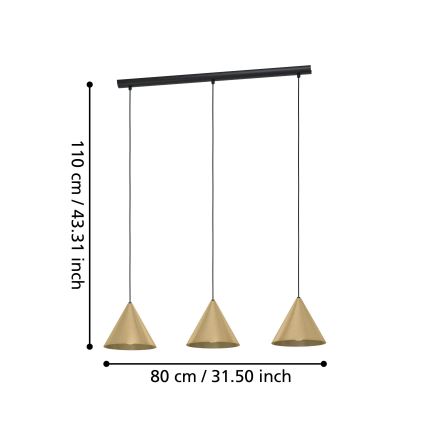 Eglo - Luster na sajli 3xE27/40W/230V