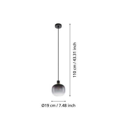 Eglo - Luster na sajli 1xE27/40W/230V siva