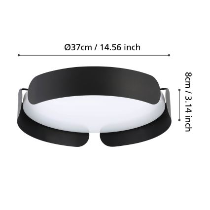 Eglo - LED stropna svjetiljka LED/20W/230V Ø 37 cm crna