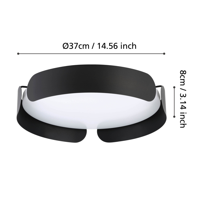 Eglo - LED stropna svjetiljka LED/20W/230V Ø 37 cm crna