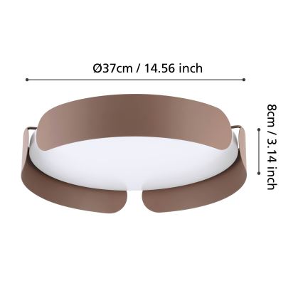 Eglo - LED stropna svjetiljka LED/20W/230V Ø37 cm smeđa